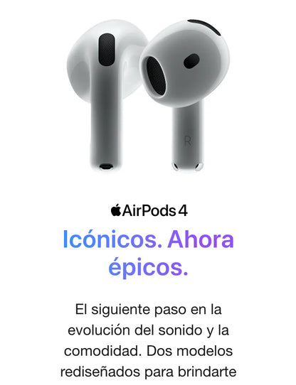 Audífonos AirPods 4 con Cancelación Activa de Ruido y Estuche de Carga Inalámbrica